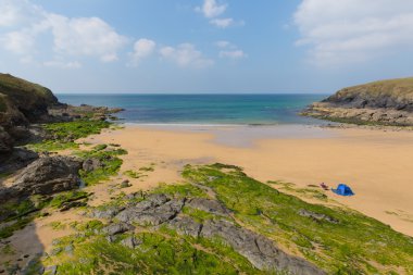 poldhu beach Güney cornwall İngiltere İngiltere kertenkele Yarımadası turistler ve ziyaretçiler kum üzerinde