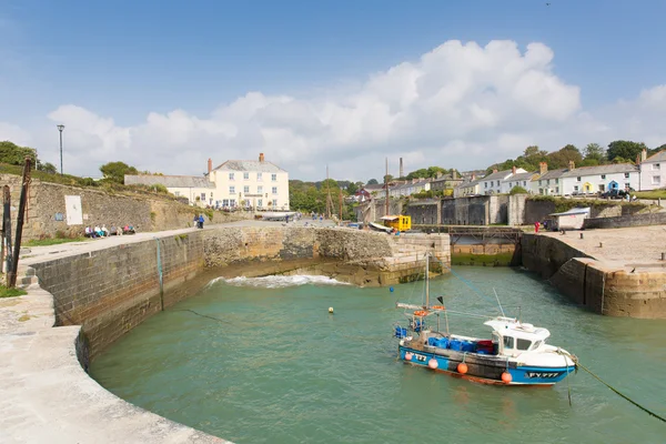 Charlestown near St Austell Cornwall England UK in summer with blue sky and sea — Stock Photo, Image