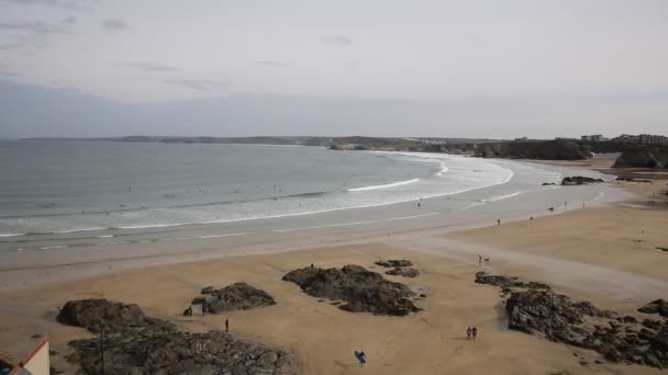 Newquay beach Cornwall England Reino Unido — Vídeo de Stock