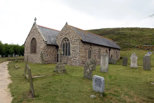 St Winwalloe kerk Gunwalloe Cornwall Engeland Uk ook bekend als de kerk van de stormen — Stockfoto