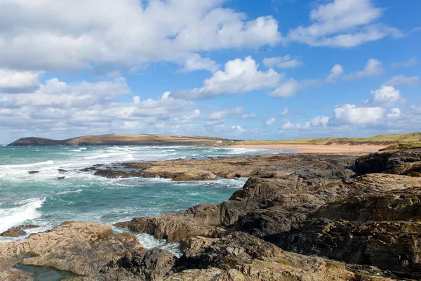 Constantine Bay Cornwall England UK Cornish north coast between Newquay and Padstow on a sunny blue sky day — Stock Photo, Image