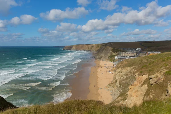 Sörf plaj Watergate Bay Cornwall İngiltere'de İngiltere'de Cornish Kuzey Sahil