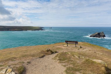 Burun Pentire Newquay Cornwall İngiltere'nde Crantock Bay tarafından üzerinden görüntülemek