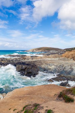 Newquay sahil Cornwall İngiltere İngiltere küçük Fistral ve rahibe Cove