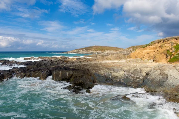 Costa de Newquay Cornualha Inglaterra Reino Unido em Little Fistral e Nun Cove — Fotografia de Stock