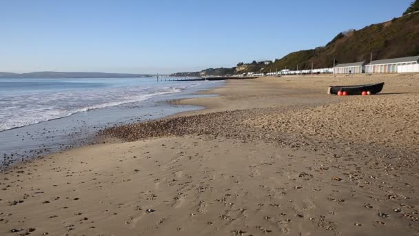 Bournemouth tengerpart Dorset Anglia Egyesült Királyság Poole ismert a gyönyörű homokos strandok közelében — Stock videók
