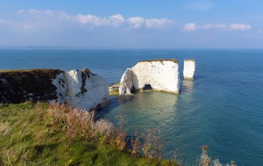 Yığın kaya oluşumları eski Harry kayalar Isle of Purbeck Dorset Güney İngiltere İngiltere tebeşir