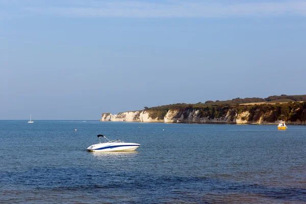 Vista dalla spiaggia di Studland Dorset per impilare formazioni rocciose Old Harry Rocks Isola di Purbeck nel Dorset Inghilterra meridionale — Foto Stock