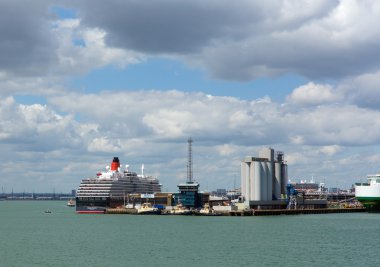 Southampton Docks on calm summer day clipart