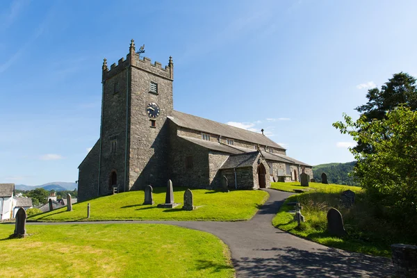 Hawkshead church St Michael and All Angels Church Lake District Cumbria England UK — Stock Photo, Image