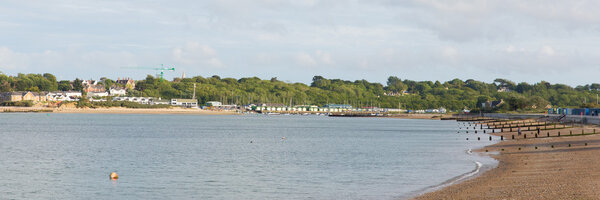 View from Nodes Point St Helens Isle of Wight to Bembridge harbour panorama