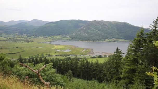 Bassenthwaite Lake District Allerdale near Keswick Cumbria England uk fed by River Derwent at foot of Skiddaw near Keswick — Stock Video