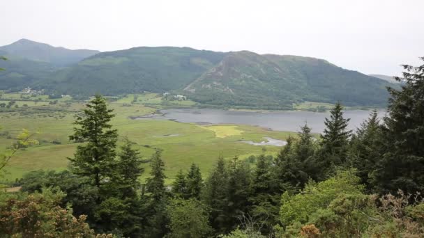 Bassenthwaite Lake District Allerdale near Keswick Cumbria England uk fed by River Derwent at foot of Skiddaw near Keswick — Stock Video