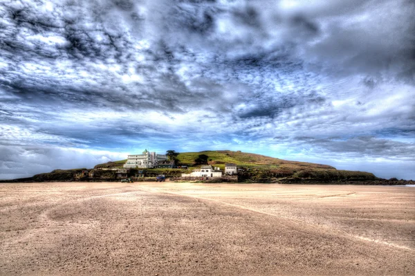 Živý barevný pohled Burgh ostrov Jižní Devon Anglie Uk v Hdr se obraz — Stock fotografie