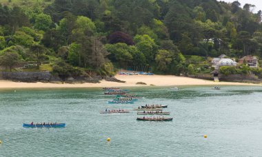 Kürek ve yarış olay Salcombe Devon İngiltere İngiltere pilot iş tekne