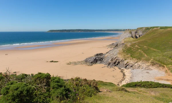 Spiaggia di ghiaia The Gower Peninsula Galles uk by Three Cliffs Bay — Foto Stock