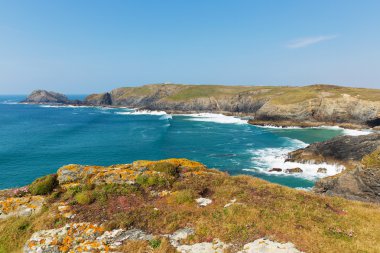 Coast path view between Holywell bay and Perranporth Cornwall UK