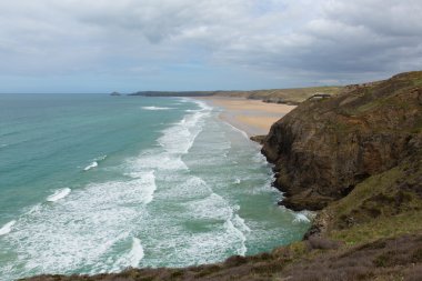 Perranporth beach and coast North Cornwall England UK one of the best Cornish beaches