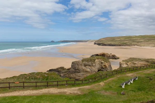 Perranporth North Cornwall England UK uma das melhores praias de Cornish — Fotografia de Stock