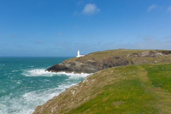 North Cornwall coast between Newquay and Padstow Trevose Head lighthouse — Stock Photo, Image