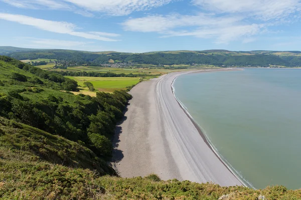 Porlock beach Somerset England UK near Exmoor and west of Minehead on the south west coast path view from Hurlstone Point towards Porlock Weir — Stock Photo, Image