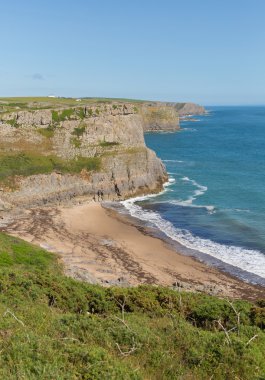 Bay Gower yarımadası Güney Galler İngiltere'de Rhossili beach ve Mewslade Bay Wales coast yola düşmek