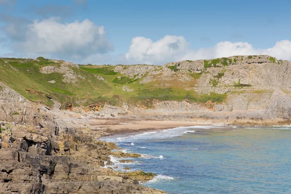 The Gower coast South Wales Reino Unido Bahía de Otoño cerca de la playa de Rhossili y la bahía de Mewslade en el camino de la costa de Gales —  Fotos de Stock