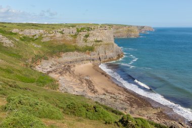 Bay Gower yarımadası Güney Galler İngiltere'de Rhossili beach ve Mewslade Bay Wales coast yola düşmek