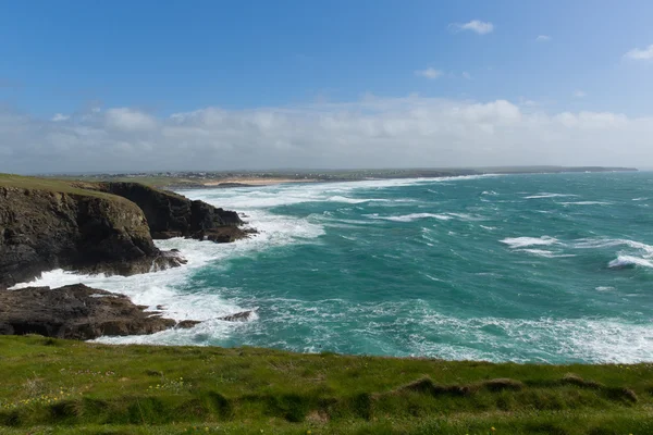 Észak-Cornwall partjainál jelenet Trevose fej déli irányban a Constantine-öbölre és a Newquay — Stock Fotó