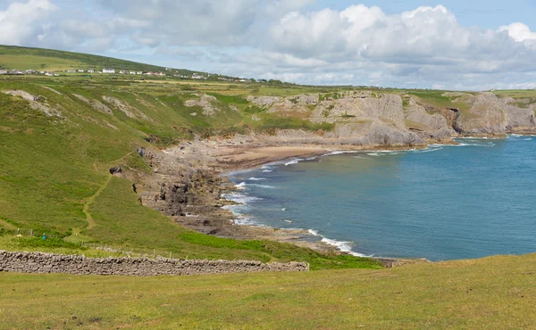 Fall Bay A península Gower South Wales UK perto da praia de Rhossili e Mewslade Bay no caminho da costa do País de Gales — Fotografia de Stock