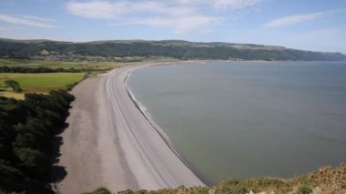 Porlock plaj Somerset İngiltere İngiltere Exmoor yakınındaki ve Minehead batısında Güney Batı Yakası yol görünümünde Porlock Weir doğru Los noktadan
