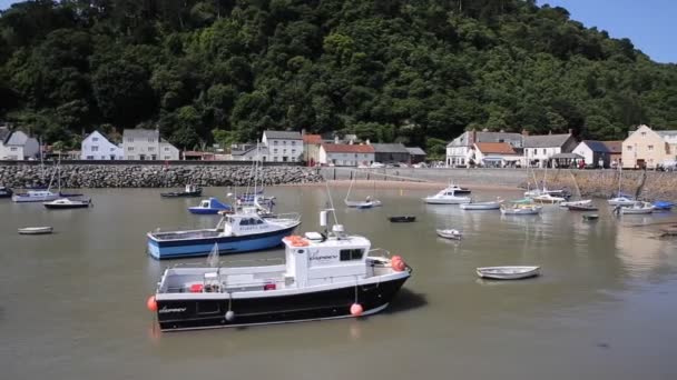 Minehead haven Somerset Engeland in de zomer met blauwe hemel op een mooie dag — Stockvideo