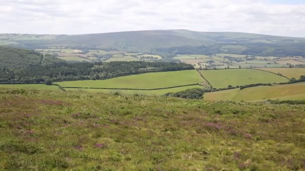 Blick auf dunkelgrünen Hügel der höchste Punkt auf exmoor salto england uk pan — Stockvideo