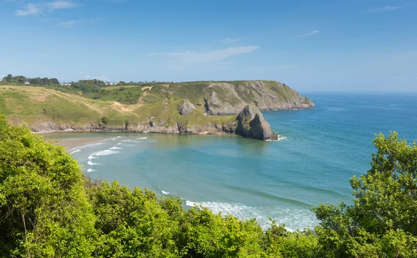 Three Cliffs Bay the Gower Peninsula Swansea Wales uk near to Oxwich — Stock Photo, Image