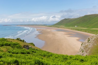 Gower sahil Rhossili beach Güney Galler İngiltere'de en iyi plajlarından