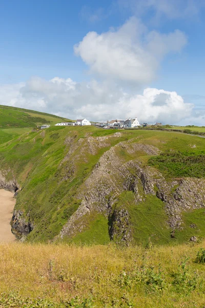 Rhossili kust van het strand en wormen hoofd The Gower schiereiland Zuid-Wales Uk in het kanaal van Bristol — Stockfoto