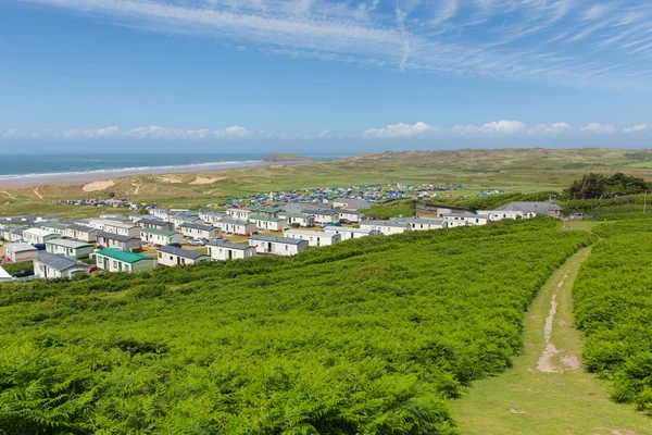 País de Gales caminho da costa Rhossili Down A península de Gower vista do Reino Unido para Hillend — Fotografia de Stock