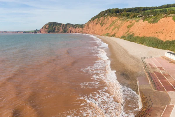 Sidmouth beach Devon England Storbritannien på västsidan av denna populära turiststad i ett område av enastående naturskönhet och Jurassic Coast — Stockfoto