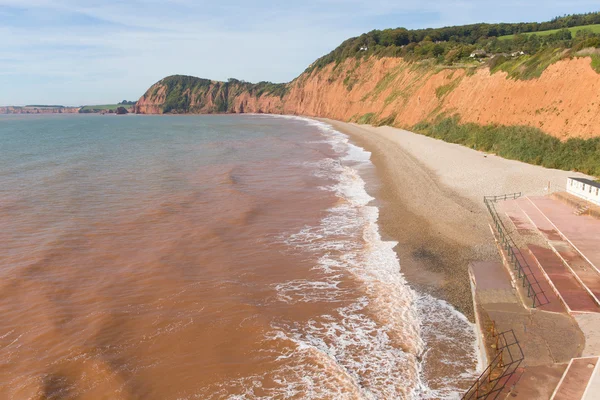 Sidmouth beach Devon Inglaterra Reino Unido en el lado oeste de esta popular ciudad turística en una zona de excepcional belleza natural y en la costa jurásica — Foto de Stock