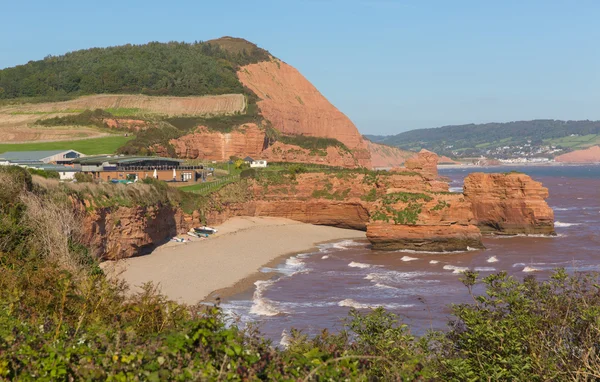 Ladram Bay beach Devon England UK viewed from the west towards Sidmouth and on the Jurassic Coast Stock Image