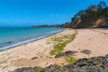 Point du Bechet plajı Saint-Jacut-de la-Mer Brittany kuzey batı Fransa