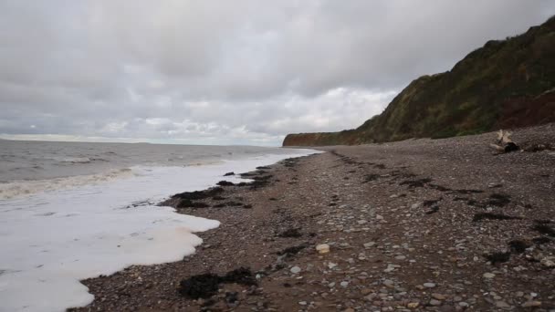 Vlny na pláži St Audries Bay Somerset Anglie uk poblíž Watchet — Stock video
