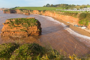 Ladram Bay plaj ve sahil Devon İngiltere Budleigh Salterton Sidmouth arasında bulunan