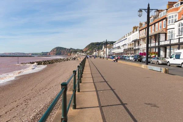 Sidmouth promenade and seafront Devon England UK with a view along the Jurassic Coast — Stock Photo, Image
