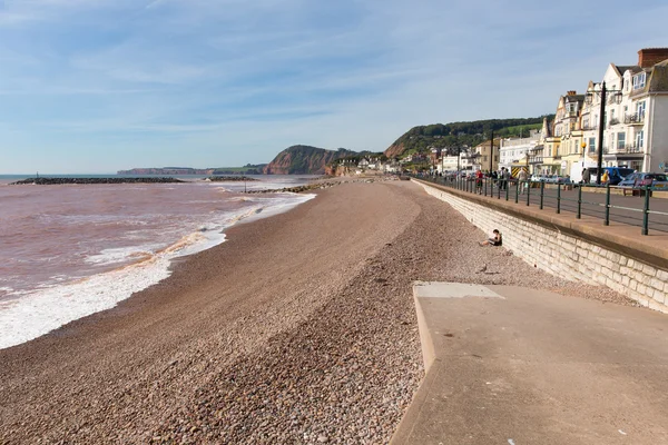 Sidmouth plaży Uk Anglii Devon z widokiem wzdłuż wybrzeża Jurajskiego — Zdjęcie stockowe