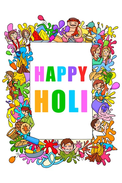 Feliz festival Holi doodle — Vetor de Stock