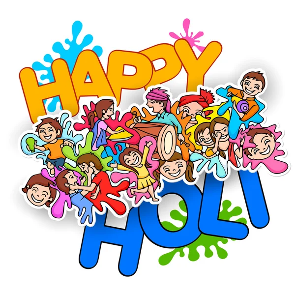 Feliz festival Holi doodle — Vetor de Stock