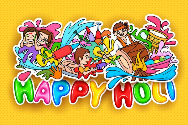 Happy Holi festival doodle — Image vectorielle