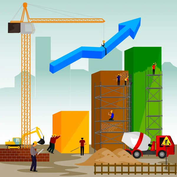 Construção de estrutura de gráfico de barras —  Vetores de Stock