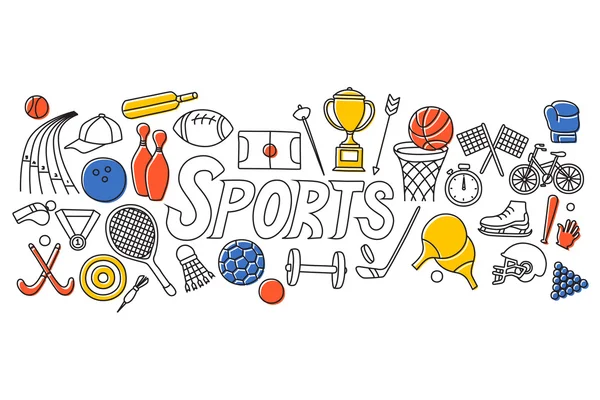 Płaska linia sztuki projektowania koncepcji sportu — Wektor stockowy